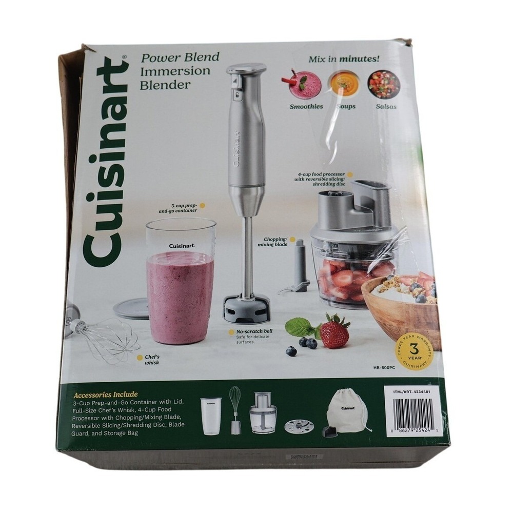 Cuisinart Power Blend Immersion Blender Soup Maker Silver HB-500PC 400W